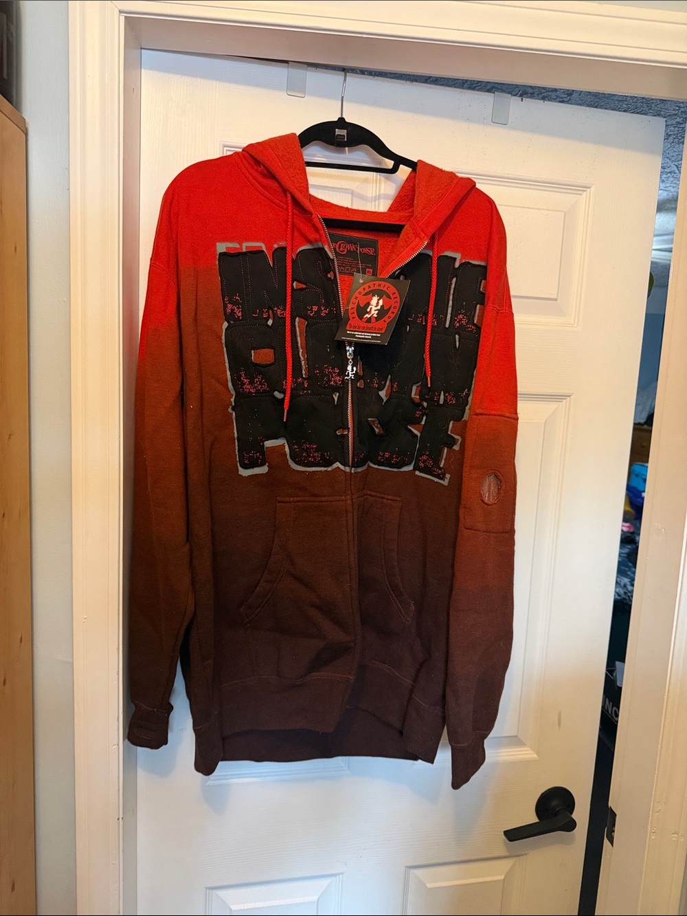 Insane Clown Posse Red to Blood Red Zip-Up Hoodie with Graphic Print